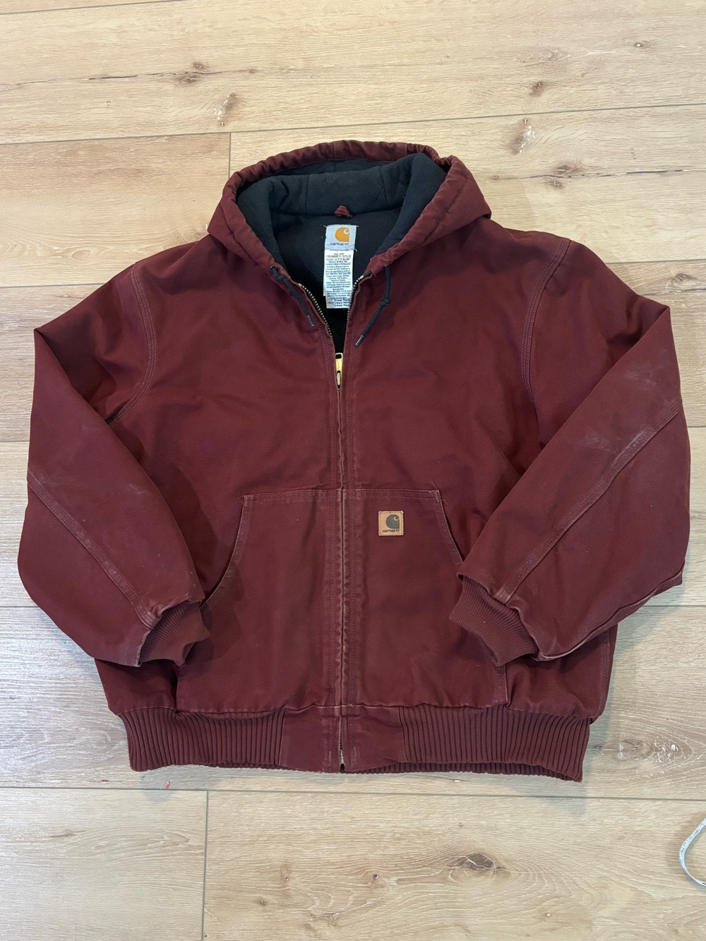 Vintage Carhartt Maroon Hooded Work Jacket XL